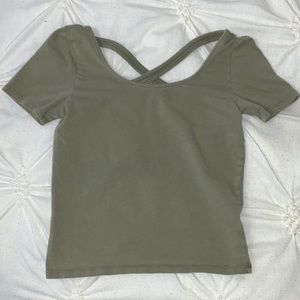 Aeropostale sage green crop t-shirt with cross strap back